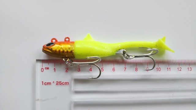 約40g ジグヘッド + ワーム 5色セット 魚型ヘッド 市販のワームを着脱